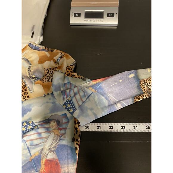 Vintage Cactus Flower Womens Top Large Colorful Abstract Print Artsy Wacky Y2K - Picture 6 of 8